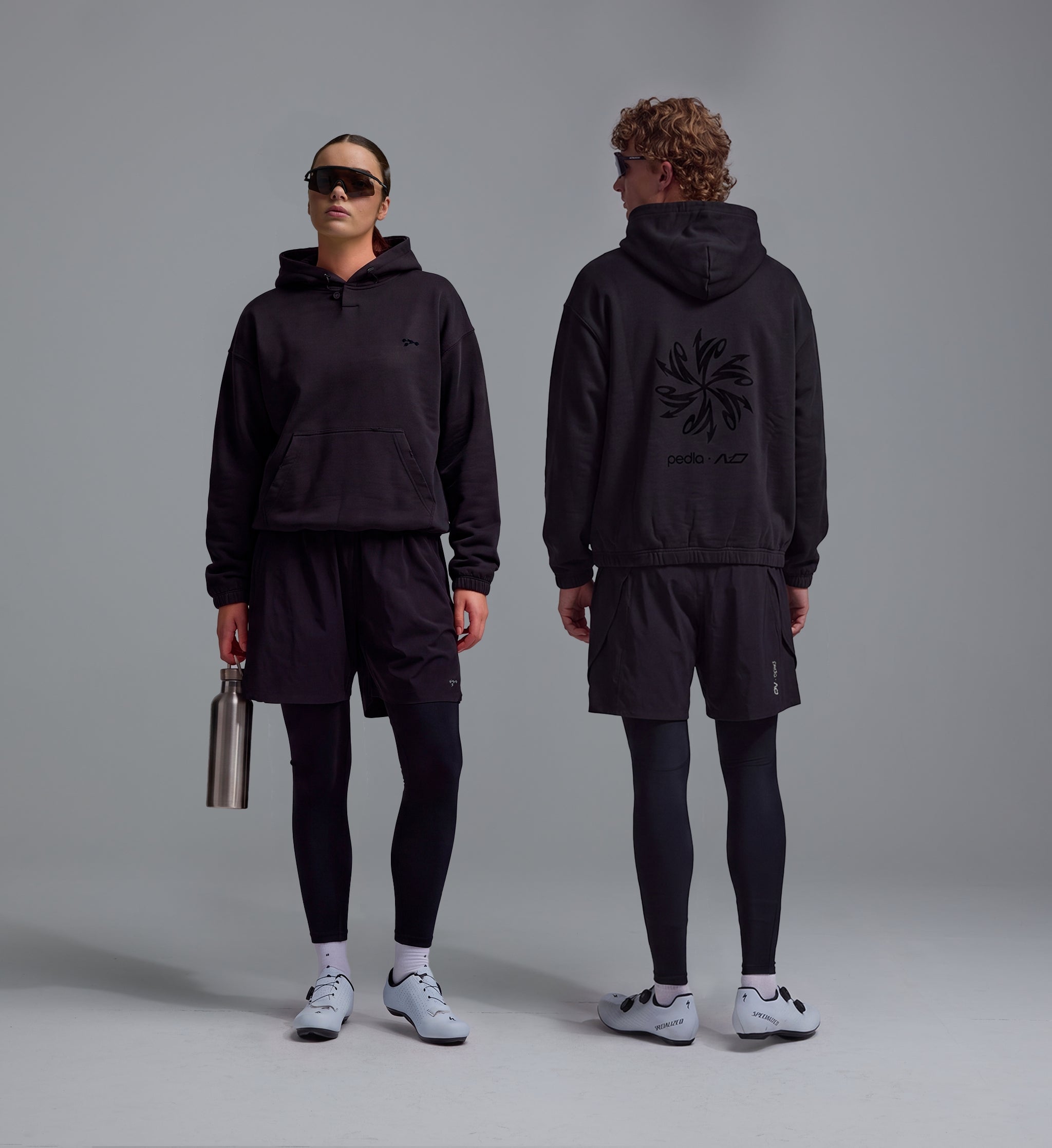 PEDLA X N-0 / Distressed Hoodie / Washed Black