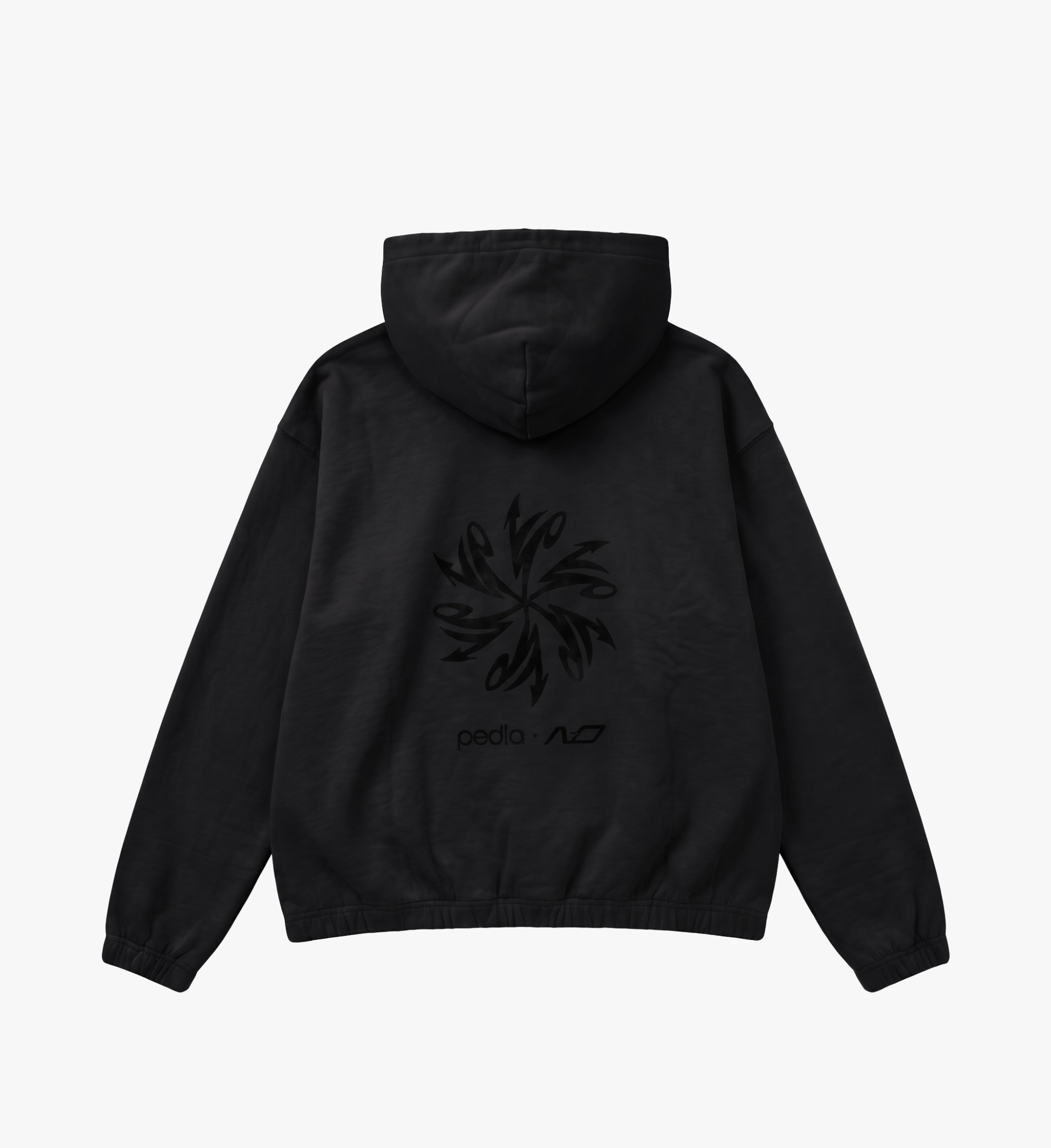 PEDLA X N-0 / Distressed Hoodie / Washed Black