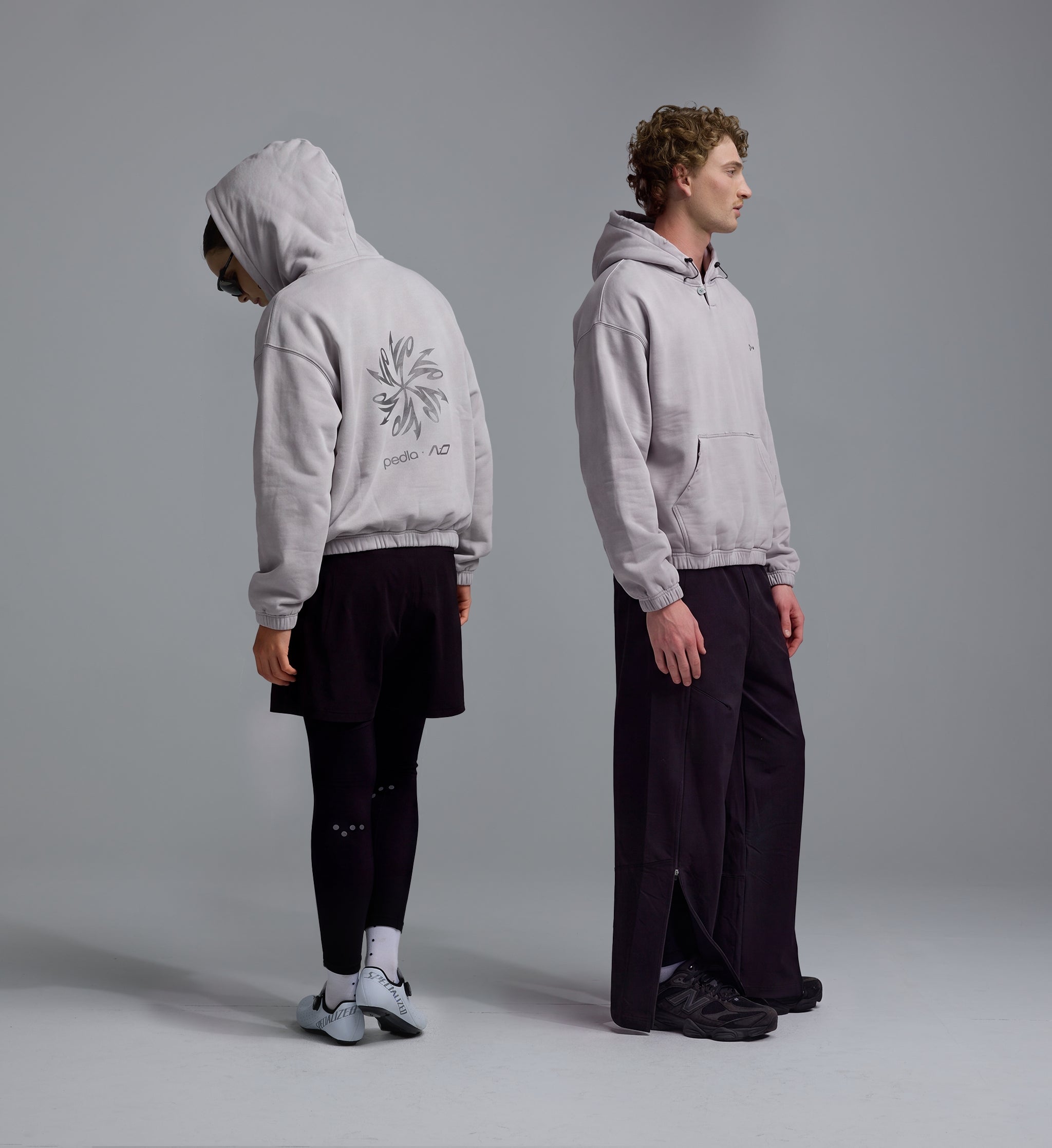 PEDLA X N-0 / Distressed Hoodie / Washed Grey