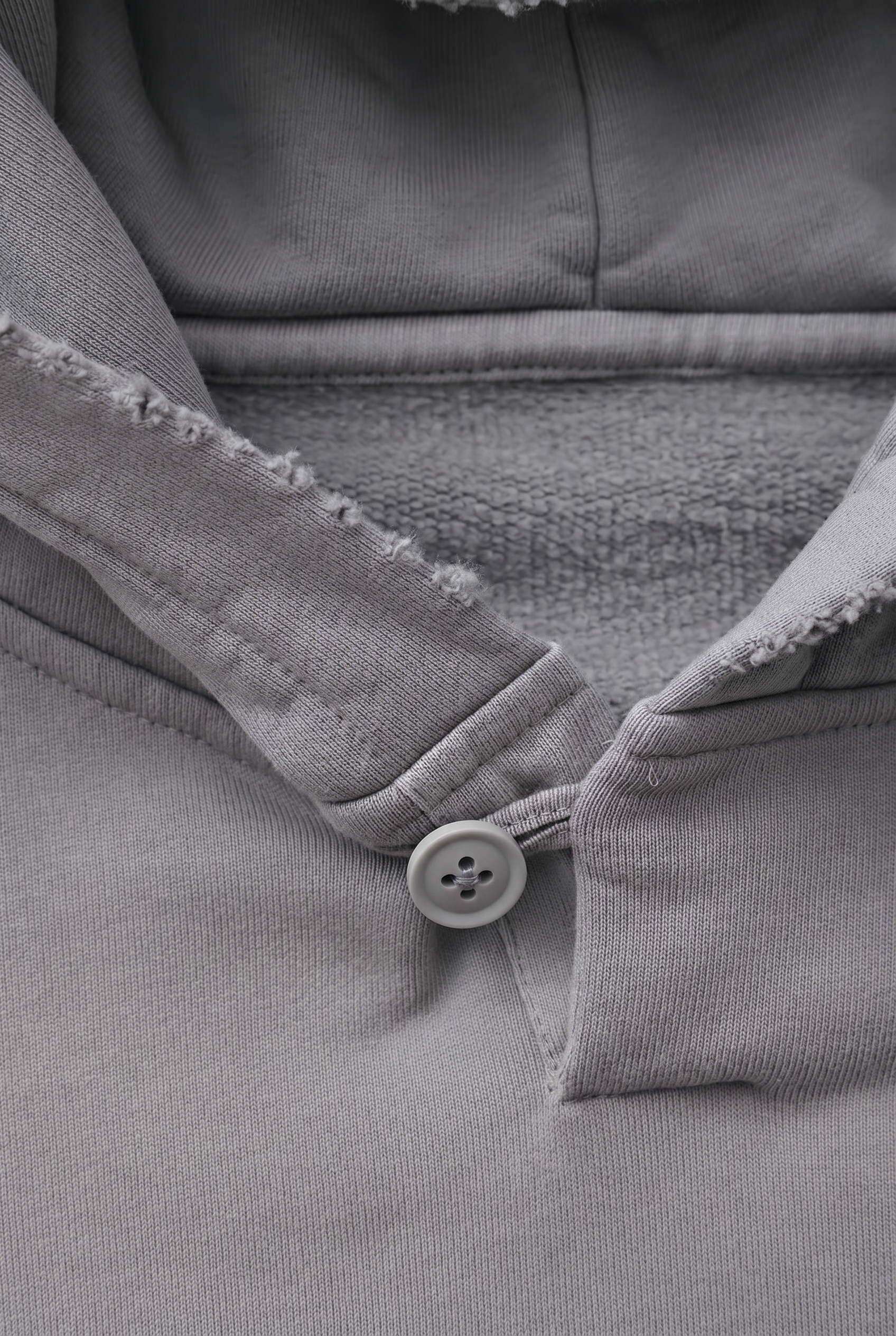 Distressed Cropped Hoodie / GREY
