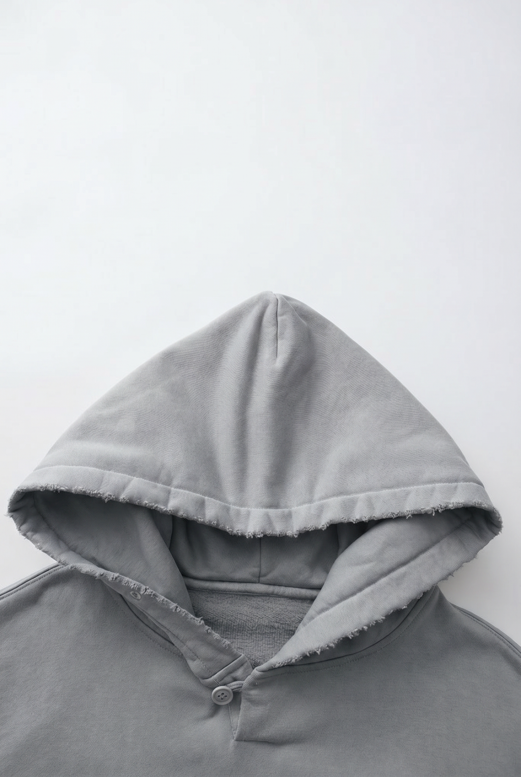 Distressed Cropped Hoodie / GREY